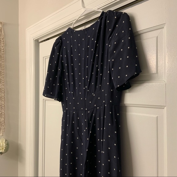 LK Bennett Diana Silk Navy Polka Dot Wide Leg Jumpsuit - Picture 6 of 8